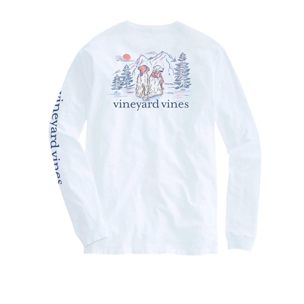 NWT Vineyard Vines Women’s Long Sleeve Shirt with Mountain Dog Golden Retriever
